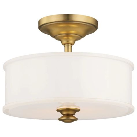 Minka Lavery Harbour Point 2-Light 13.5-in Liberty Gold Incandescent Semi-flush Mount Light in the Flush Mount Lighting department at Lowes.com Brass Flush Mount Light, Art Deco Ceiling Light, Art Deco Ceiling, Farmhouse Kitchens, Cabin Lighting, Flushmount Ceiling Lights, Flush Mount Lights, Glass Ceiling Lights, Minka Lavery