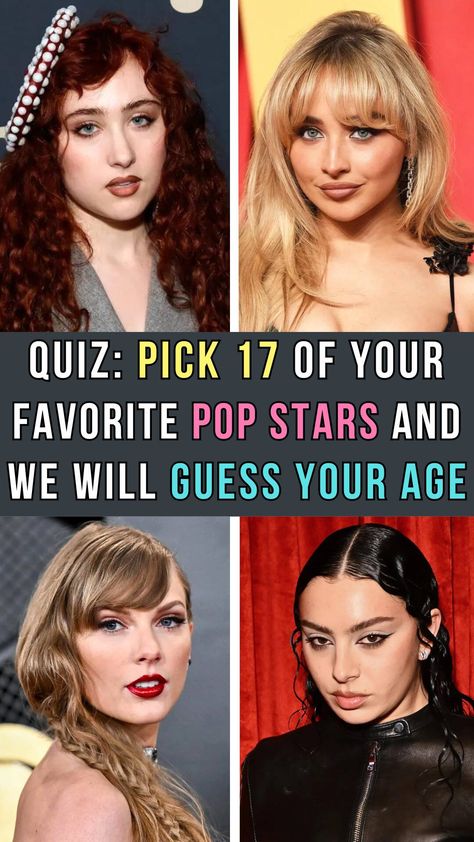 Whether you're a fan of Chappell Roan, Sabrina Carptenter, Taylor Swift, Or Charli xcx, we can determine your age based on your music taste. What Chappell Roan Song Are You, Chappell Roan Drawing Reference, Rare Pics Of Taylor Swift, Our Song Taylor Swift Aesthetic, Singer Inspired Outfits, Charli Xcx Guess, Taylor Swift Clowning, My Music Taste Also My Music Taste, What Celebrity Am I