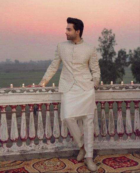 Wedding Dress For Boys, Engagement Outfit For Man, Engagement Dress For Men, Engagement Dress For Groom, Wedding Matching Outfits, Faiza Saqlain, Indian Wedding Suits Men, Indian Wedding Clothes For Men, Nikah Outfit