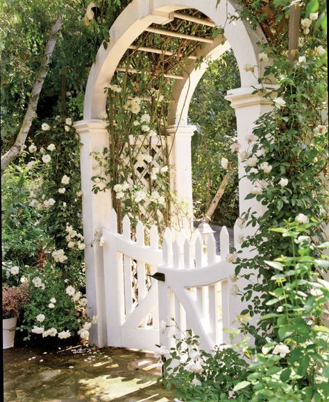 For a majestic garden gate, try a white barreled archway. Terrace Cover, Garden Archway, Garden Gate Design, Shade Sails, Garden Vines, Cottage Garden Design, Garden Arbor, Garden Entrance, Secret Gardens