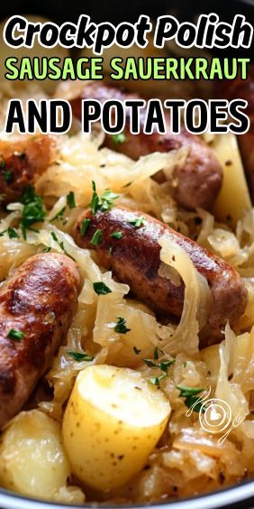 Enjoy the comforting and hearty flavors of Eastern Europe with this Easy Crockpot Polish Sausage Sauerkraut and Potatoes dish. Perfect for busy weeknights or a cozy family dinner, this recipe… Polish Sausage And Potatoes Crockpot, Crockpot Polish Sausage, Polish Sausage Sauerkraut And Potatoes, Sauerkraut And Potatoes, Crockpot Sausage And Potatoes, Sausage Crockpot Recipes, Polish Sausage Recipes, Potato Recipes Crockpot, Kielbasa And Potatoes