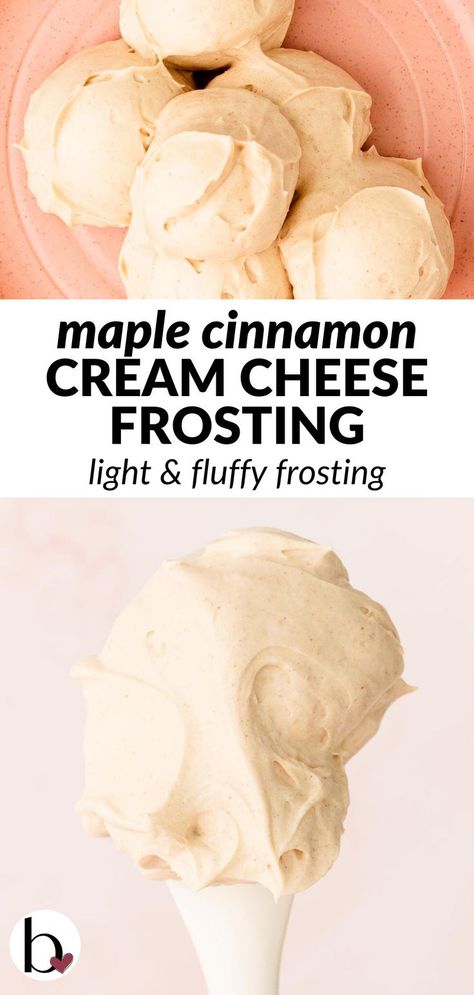 Light and creamy cream cheese frosting flavored with maple syrup and cinnamon. Perfect as a filling or frosting for fall desserts! Orange Vanilla Cake, Maple Cream Cheese Frosting, Maple Cream Cheese, Fluffy Frosting, Buttercream Cake Designs, Homemade Croissants, Chocolate Ganache Frosting, Cinnamon Cream Cheese, Mini Carrots