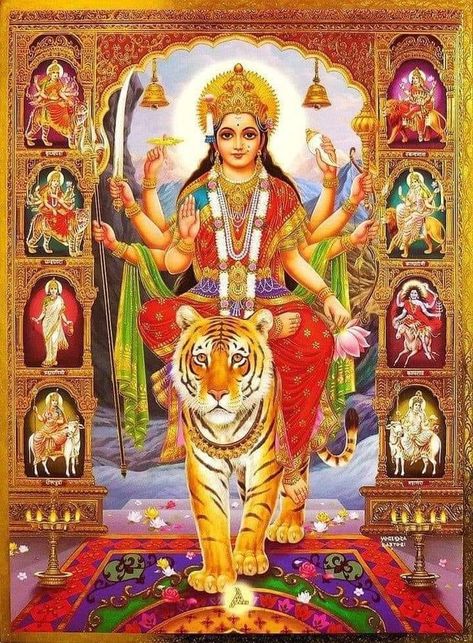 Nava Durga, Kali Hindu, Durga Ji, Durga Picture, Durga Painting, Happy Navratri Images, Shakti Goddess, Shiva Parvati Images, Durga Images