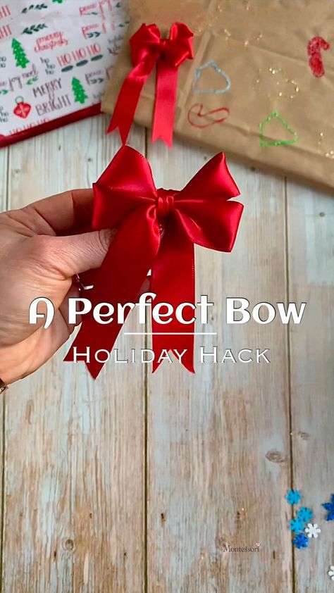 Diy Gift Bow, Pretty Gift Wrapping Ideas, Christmas Bow Tie, Diy Paper Flowers, Holiday Hack, How To Tie Ribbon, Perfect Bow, Bows Diy Ribbon, Christmas Tree Bows