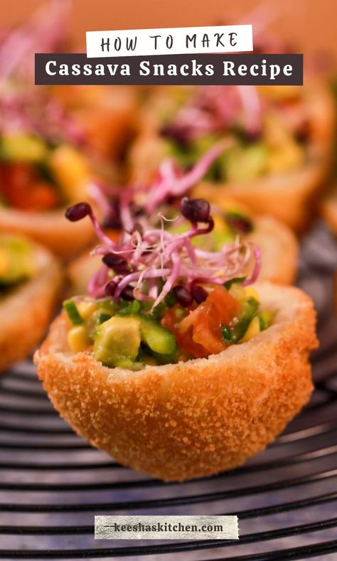 These little cassava canapes are light, soft, fluffy, and a great accompaniment to savory dishes, or as a snack with sauces and condiments. Enjoy. Canapes Recipes, Indian Cooking Recipes, Savory Dishes, Avocado Salsa, Fusion Food, Indian Cooking, Grocery List, Savoury Dishes, Food App