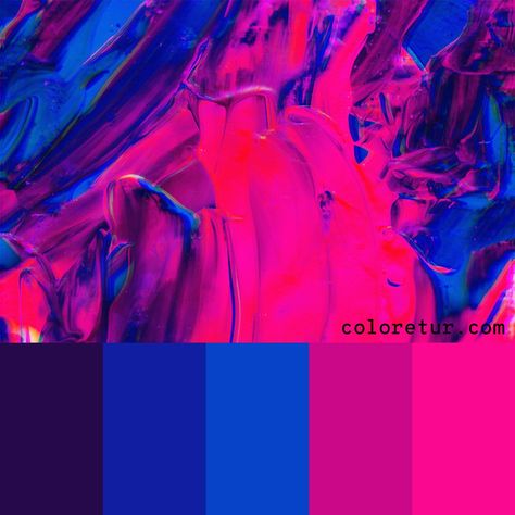 Neon Paint -   Bright pink and blue swirls make this neon painting and a vibrant palette  - Download the swatches now! Vivid Colors Palette, Neon Pink Colour Palette, Neon Pink Palette, Bright Pink Palette, Vibrant Pink Color Palette, Vibrant Colour Scheme, Bright Pink Colour Palette, Bright Vibrant Color Palette, Neon Color Palette Bright Colours