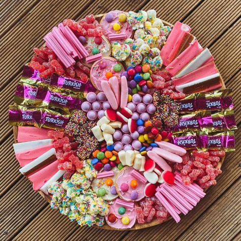 GrazedInfused Pink Party Platter Lolly Platter Party Ideas, Pink Sweet Platter, Lolly Platter Ideas, Sweet Sharing Platter, Lolly Grazing Platter, Candy Platter Ideas Parties, Pink Food Platter, Lollie Platter, Sweet Platter Ideas