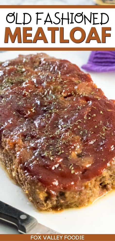 This Old Fashioned Meatloaf is perfect for anyone craving a delicious classic meatloaf recipe that is done the way it should be. Richly flavored, juicy, and perfectly fork tender. Dare I even say? This family favorite is better than your mom's meatloaf! Each bite is dripping with nostalgia and tastes like 1957. Beef Meatloaf Recipes, Tasty Meatloaf Recipe, Old Fashioned Meatloaf, Hamburger Dishes, Delicious Meatloaf, Beef Meatloaf, Homemade Meatloaf, Classic Meatloaf Recipe, Good Meatloaf Recipe