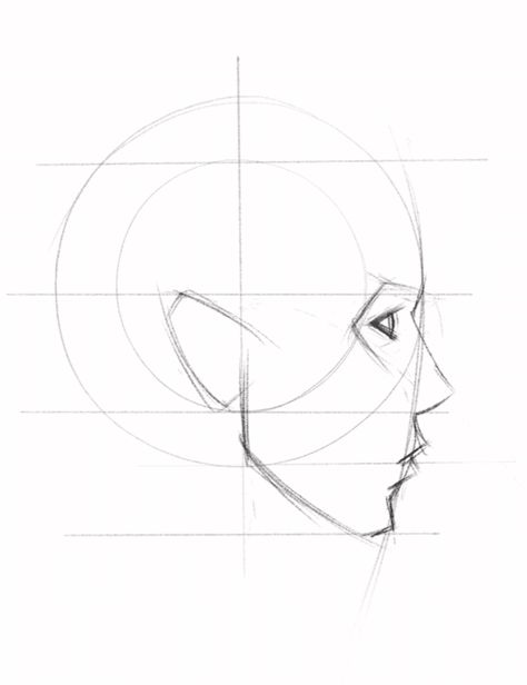 Side Profile Drawing Tutorial Face Profile Drawing, The Loomis Method, Side Face Drawing, Side Profile Drawing, Loomis Method, Male Face Drawing, Profile Drawing, Head Drawing, Face Profile