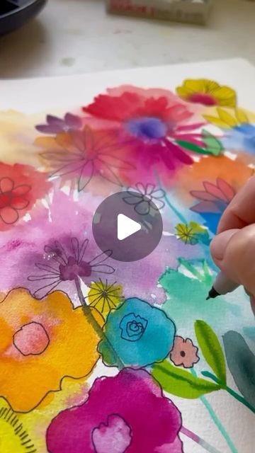 Gouache Flowers, Loose Watercolor Paintings, Doodle Art Flowers, Learn Watercolor Painting, Fabric Painting Techniques, Learn Watercolor, Watercolor Books, Watercolor Paintings For Beginners, Diy Watercolor Painting