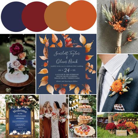 Fall Color For Wedding, Navy Blue And Rust Wedding Color Palettes, Maroon And Burnt Orange Wedding Color Palettes, Fall Wedding Teal And Rust, Navy And Rust Fall Wedding, Navy Burgundy Burnt Orange Wedding, Cobalt Blue And Burnt Orange Wedding, Navy Blue Maroon And Rust Wedding, Fall Wedding Colors Blues