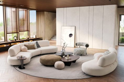 Bon Bon - Saloni Furniture White Sofa Set, Curved Sofa Living Room, Luxury Sofa Living Room, Modern Living Room Lighting, Modular Sofa Design, Sofa L, Curved Sofa, Bon Bon, Design Living