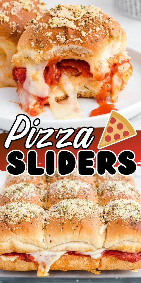 Different Types Of Pizza, Pepperoni Pizza Sliders, Sliders Recipes Hawaiian Rolls, Pollo Tropical, Pizza Sliders, Easy Slider Recipes, Pizza Slider, Slider Sandwiches, Types Of Pizza