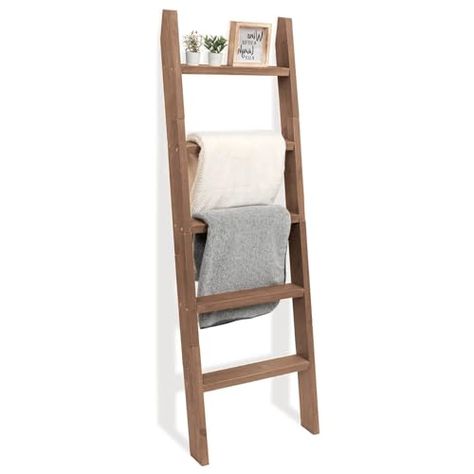 Ladder Living Room, Blanket Ladder Living Room, Wooden Towel Rack, Wood Blanket Ladder, Bathroom Brown, Blanket Holder, Quilt Ladder, Rack For Bathroom, Quilt Display