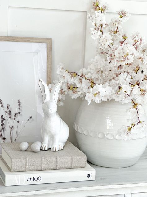 Neutral Easter Decor, Modern Easter Decor, Modern Easter, Farmhouse Easter Decor, Spring Centerpiece, Easter Inspiration, Spring Summer Decor, Bunny Decor, Easter Bunny Decorations