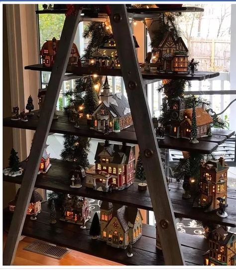 20 Christmas Village Display Ideas Your Whole Family Will Love Village Tree Display, Department 56 Displays, Christmas Tree Village Display, Christmas Village Display Ideas, Village Display Ideas, Village Tree, Christmas Tree Village, Christmas Village Sets, Diy Christmas Village