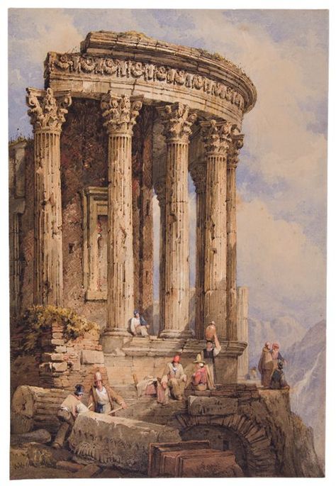 column, ancient rome, ancient history, roman temple, architecture, travel, ancient, building, art, temple, stone, monument, tower, archaeology, sky, sculpture, city, ruin, tourism, old Roman Architecture Painting, Greek Architecture Painting, Roman Art Painting, Art History Wallpaper, Greek Art Painting, Classical Greek Art, Art History Aesthetic, Roman Paintings, Roman Pictures