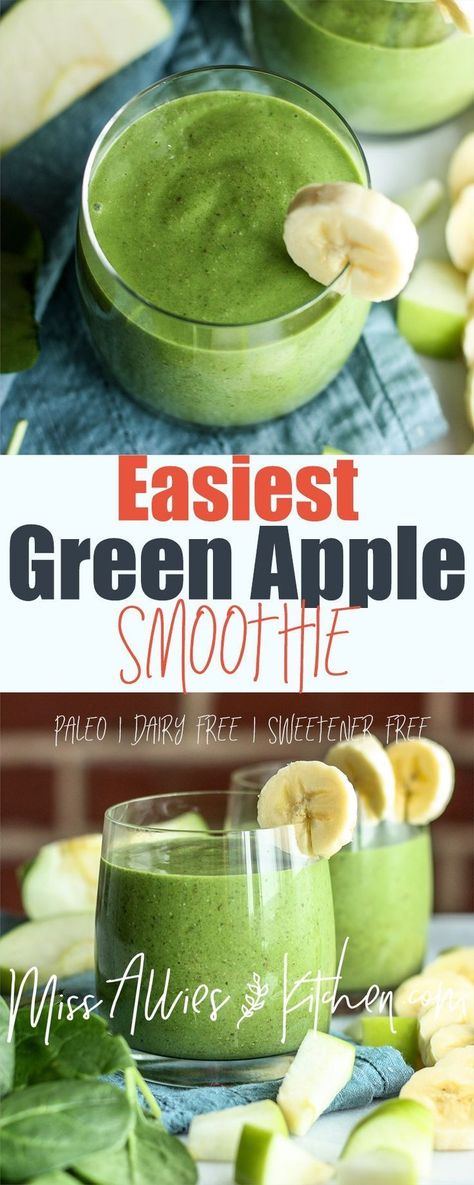 Green Apple Smoothie, Apple Smoothie, Banana Smoothie Bowl, Kiwi Smoothie, Green Detox Smoothie, Summer Smoothies, Smoothie Detox, Strawberry Smoothie, Green Smoothie Recipes