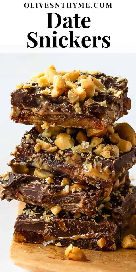 Date Snickers Recipe Paleo Snickers Bar, Vegan Date Squares, After Dinner Snack Healthy, Date Snickers Bites, Date And Peanut Butter Recipes, Homemade Snickers Bars Healthy, Healthy Snickers Salad, Pecan Date Bars, Date Squares Healthy