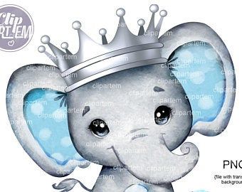 Royal Elephant, Elephant Clip Art, Elephant Watercolor, Prince Theme, Royal Baby Showers, Baby Elefant, Crown Gold, Art Clip