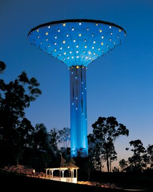 Water Towers, Amazing Buildings, Roadside Attractions, Water Tower, Weird World, Amazing Architecture, Water Tank, Great Places, At Night