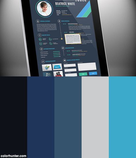 Interactive E-resume Template Vol. 1 Color Scheme from colorhunter.com Resume Color Palette, 1 Color Palette, Resume Ideas, Colour Schemes, Resume Template, Colour Palette, Color Scheme, Color Schemes, Color Palette