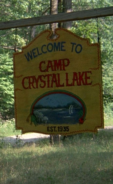 Camp Crystal Lake Sign, Friday The 13th 1980, Small Town Mystery, Summer Camp Aesthetic, Camp Crystal Lake, Slasher Film, Film Genres, 80s Horror, Camping Aesthetic