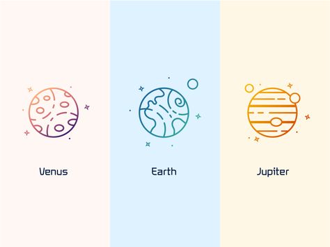 Venus, Earth & Jupiter by Jamie Beck on Dribbble Jupiter And Venus Tattoo, Moon And Jupiter Tattoo, Small Jupiter Tattoo, Jupiter Tattoo Small, Jupiter Tattoo Ideas, Jupiter Tattoo Minimalist, Jupiter Doodle, Jupiter Tattoo Sagittarius, Jupiter Tattoo Planet