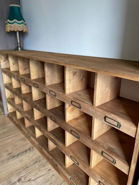 Rustic Reclaimed Wooden Pigeon Hole Shoe Storage Unit Rack Shelves - Etsy UK Wooden Pallet Shoe Rack, Shoe Storage Cubbies, Unconventional Shoe Storage, Shoes Wardrobe Storage Ideas, Rustic Shoe Storage, Redone Furniture, Rustic Shoe Rack, Pigeon Hole, Hallway Shoe Storage