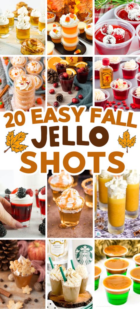 Fall Jello Shots – When the crisp days of autumn sets in, it’s time to think about what to serve for your fall dinner party! These autumnal jello shots are the perfect way to start a party! Find delicious and festive Thanksgiving jello shots too. Fall cocktails, easy fall cocktails, pumpkin drinks, pumpkin cocktails, fall jello shots recipes, easy fall cocktails, best fall cocktails, jello shots with vodka, pudding shots, sangria jello shots, candy corn jello shots, pumpkin jello shots. Thanksgiving Jello Shots, Fall Jello Shots, Thanksgiving Jello, Holiday Jello Shots, Rum Jello Shots, Candy Corn Jello Shots, Best Jello Shots, Jello Shots Vodka, Halloween Jello Shots