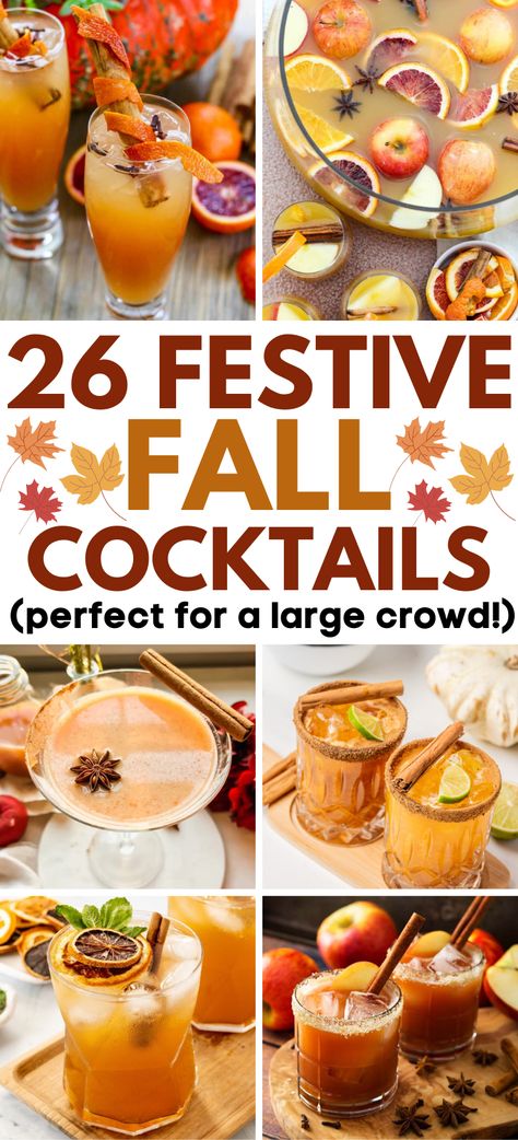 Easy Fall Cocktails – Choose from 26 aromatic and easy fall cocktails recipes to serve at your next Thanksgiving dinner. Infuse delicious flavors of autumn into your easy fall cocktails, fall cocktails drinks, Thanksgiving cocktails, Thanksgiving drinks, fall cocktails dress wedding guest, fall cocktails recipes easy, best fall cocktails, fall cocktails for a crowd, fall cocktails vodka, fall cocktails gin, fall cocktails tequila, fall cocktails rum, apple cider cocktails, pumpkin cocktails. Boozy Drinks For A Crowd, Fall Drink For A Crowd, Fall Brunch Cocktails For A Crowd, Autumn Batch Cocktail, Fall Wedding Specialty Cocktails, Fall Cocktail For A Crowd, September Cocktail Recipes, Fall Drink Specials, Fall Wedding Drinks Signature