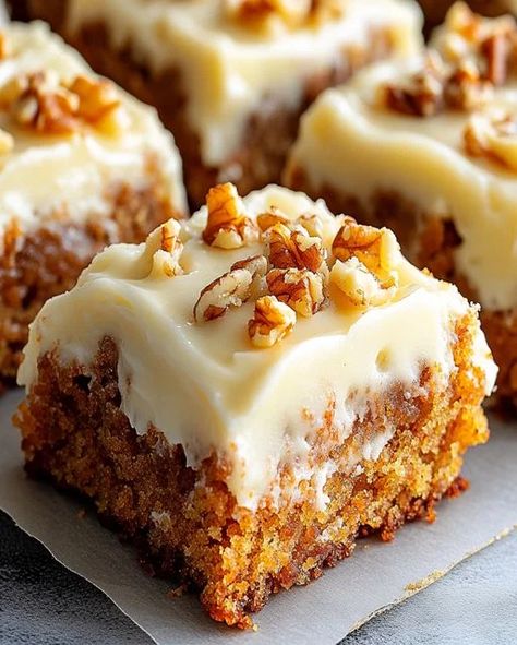 Decadent Carrot Cake Bars with Cream Cheese Frosting Carrot Cake Recipe Healthy, Vegan Sign, Bars With Cream Cheese Frosting, Bars With Cream Cheese, Cake Bars Recipe, Carrot Cake Bars, Gluten Free Carrot Cake, Healthy Carrot Cakes, Vegan Carrot Cakes