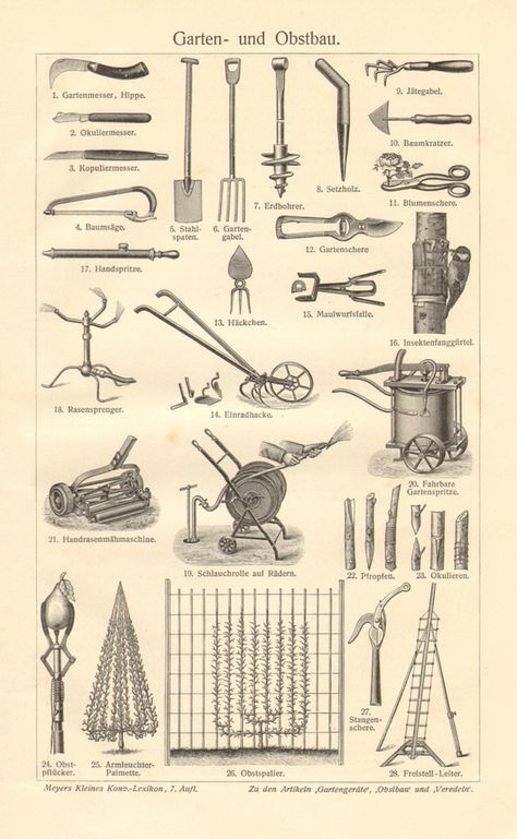 Homestead Equipment, Garden Drawings, Doodle Reference, European Gardens, Mini Garage, Old Garden Tools, European Garden, Big Board, Old Farm Equipment