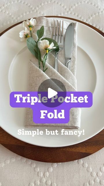 Place Setting Napkin Fold, How To Fold Disposable Napkins, How To Fold A Pocket Napkin, Cloth Napkin Folding Ideas With Silverware, Folding Paper Dinner Napkins, How To Fold Silverware In Napkins, How To Set A Table With Cloth Napkins, White Napkin Folding Ideas, Table Setting Etiquette Napkin Folding