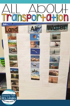 Starting a transportation unit in kindergarten or preschool can be daunting because there are so many learning opportunities and ideas out there! This blog post has free bulletin boards ideas, ideas for writing, science, and reading activities. Students will study air, land, and water travel through literature, inquiry, and exploration. Take your transportation unit to a whole new level or extend an existing community helpers unit. These lesson plans are fun and student friendly. #kindergarten Lesson Plan Kindergarten Ideas, Life In The City Preschool Theme, Transportation Inquiry Kindergarten, Transportation Large Group Preschool, Kindergarten Community Unit, Land Activities For Preschool, Transport Kindergarten Activities, Transportation Lessons Kindergarten, Literacy Transportation Activities