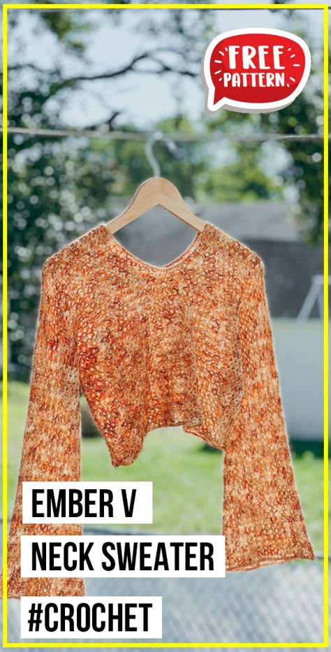 Basic Crochet Sweater Pattern, Fall Crochet Sweater Pattern, Crop Crochet Sweater Pattern Free, Trendy Knit Sweater Pattern, Fall Crochet Top Patterns Free, Crochet Long Sleeve Pattern, Crochet Pullover Sweater Pattern Free, Crochet Fall Clothes Patterns Free, Crochet V Sweater