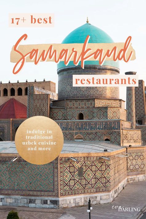 The best restaurants in Samarkand, Uzbekistan serve everything from authentic Uzbek food like shashlik, samsa, obi non, and plov to globally-influenced dishes from cuisines like Italian, South Korean, and Russian. Click this pin to find all the best Samarkand restaurants you need to try!  what to eat in uzbekistan, where to eat in samarkand, central asia food, where to eat plov Uzbek Food, Uzbekistan Food, Samarkand Uzbekistan, European Cafe, Animal Experiences, Best Instagram Photos, Classic Girl, Asia Travel Guide, What To Eat