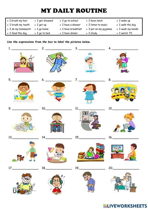 Esl Daily Routines, Daily Routine Activities Worksheets, Daily Routine Worksheet For Kids, My Daily Routine Worksheet, Dairy Activities, Daily Activities Worksheet, Daily Routine Activities For Kids, Worksheet Activities For Kids, Daily Routine Exercise