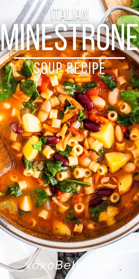 Ministroni Soup Recipe, Hearty Minestrone Soup Recipe, Best Minestrone Soup Recipe, Italian Minestrone Soup Recipe, Italian Minestrone Soup, Pasta And Vegetables, Sopa Minestrone, Recipe For Lunch, Italian Soup Recipes