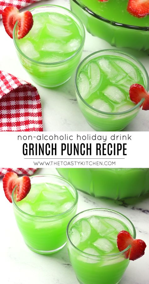 Grinch Punch, Punch Recipe, Grinch, Strawberries, Green, Christmas