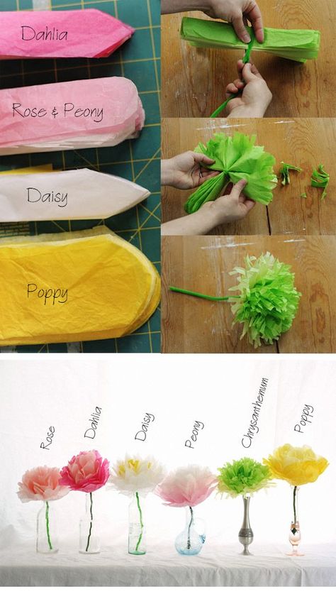 tissue paper flowers Diy Fleur, Tissue Paper Flowers Diy, Hantverk Diy, Săpunuri Handmade, Tissue Flowers, Diy Flores, Fleurs Diy, Candyland Christmas, Tissue Paper Flowers