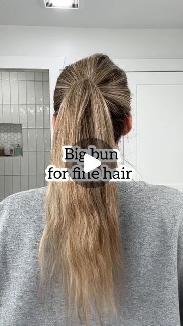 Lainey Ostrom on Instagram: "Want a big bun but you have fun hair? Here’s an easy hack for you! - - #messybuntutorial #lowbun #lowbunhairstyle #lowbuns #lowmessybun #messybunhairstyle #finehair #finehairstyles #thinhair #hairhack" Easy Hairstyles For Fine Long Hair, Hair Updos For Medium Hair Casual, Ponytail Hacks, Easy Messy Hairstyles, Straight Hair Updo, Fine Hair Updo, Casual Updos For Long Hair, Easy Bun Hairstyles For Long Hair, Long Fine Hair