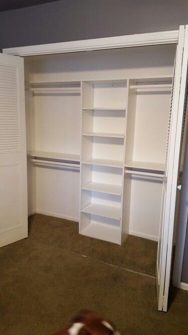 Closet Remodel Small Bedroom, Simple Closet Layout, Diy Closet Layout Ideas, Small Wide Closet Ideas, 8x3 Closet Ideas, Redo My Closet, Closet Organization Ideas Small Closet, Long Small Closet Ideas, Closet Organization Ideas For Two People