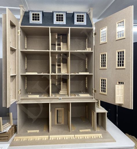 Dolls House Cottage Workshop Gallery Cottage Workshop, Dollhouse Furniture Plans, Dollhouse Plans, Big Doll House, Large Dolls House, Big Doll, Dolls House Shop, Laser Cut Mdf, Staircase Wall