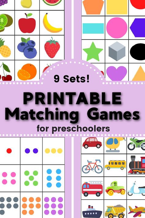 The Best Printable Matching Cards for Playing Memory Games With Preschoolers - Empowered Parents Games With Preschoolers, Matching Games For Preschoolers, Easy Preschool Games, Matching Games For Toddlers, Games For Preschoolers, Learning Games For Preschoolers, Shape Matching Game, Math Card Games, Games To Play With Kids