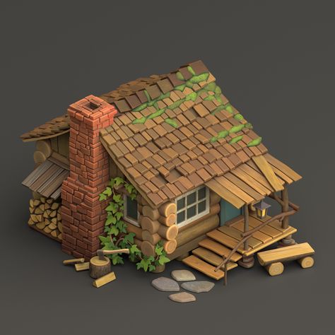 Forester's house, on ArtStation at https://www.artstation.com/artwork/aGE5OR Small House Concept Art, Cabin Concept Art, Stylized House, Small Cabin In The Woods, House Animation, House Concept Art, Isometric House, Forest Cabins, Cardboard City