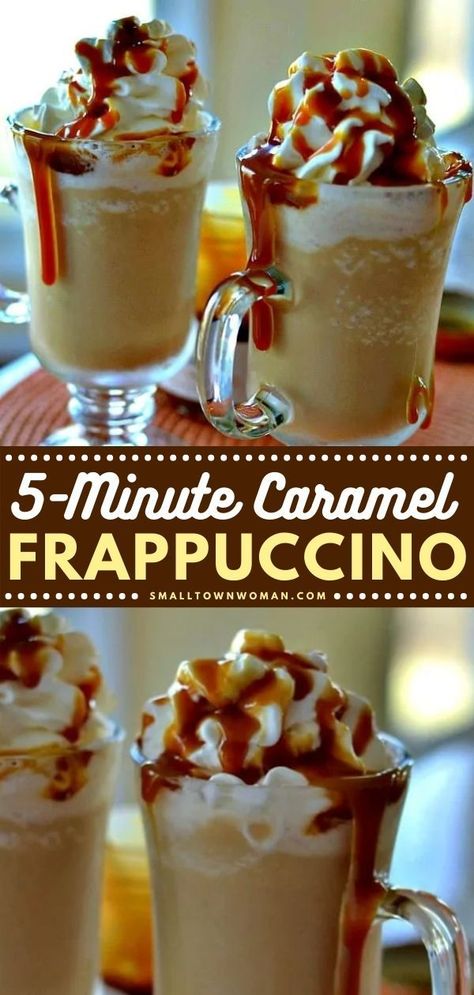 20 reviews · 5 minutes · Vegetarian · Serves 2 · This delectable five-minute Caramel Frappuccino is for all the coffee lover moms out there! Drink it virgin style or spike it up with baileys, Kahlua, or rumchata. This Mother's day brunch drink is… Frozen Coffee Drinks Recipes, Frozen Coffee Drinks, Café Starbucks, Homemade Frappuccino, Frappe Recipe, Caramel Frappuccino, Cold Coffee Recipes, Frappuccino Recipe, Frozen Coffee