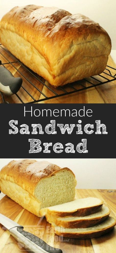 Sandwhich Bread, Basic White Bread Recipe, Easy White Bread Recipe, Loaf Bread Recipe, Resep Sandwich, Homemade Sandwich Bread, Pembuat Roti, Homemade Sandwich, Bread At Home