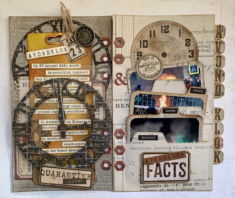 Scrapbook Timeline, Interactive Scrapbook Ideas, Scarp Booking Ideas, Travelogue Design, Character Scrapbook, Elizabeth Craft Designs Planner, Arte Pop Up, File Decoration Ideas, Tim Holtz Crafts