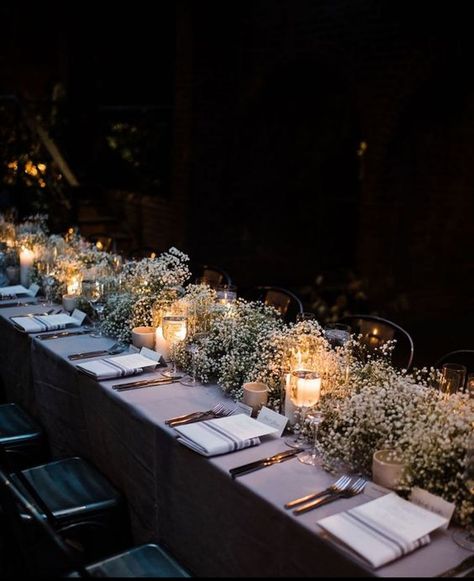 Babybreath Table Decoration Wedding, Wedding Flooring, Wedding Long Table Decorations, Reception Florals, Wedding 2025, Wedding 2024, Wedding Aesthetic, Nc Wedding, Long Table